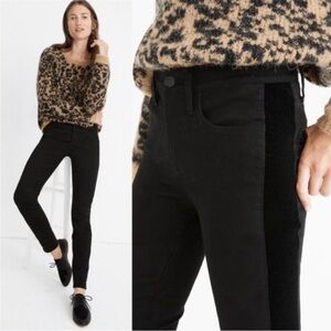 Madewell 9" Velvet Stripe Black Mid-Rise Skinny Jean 30